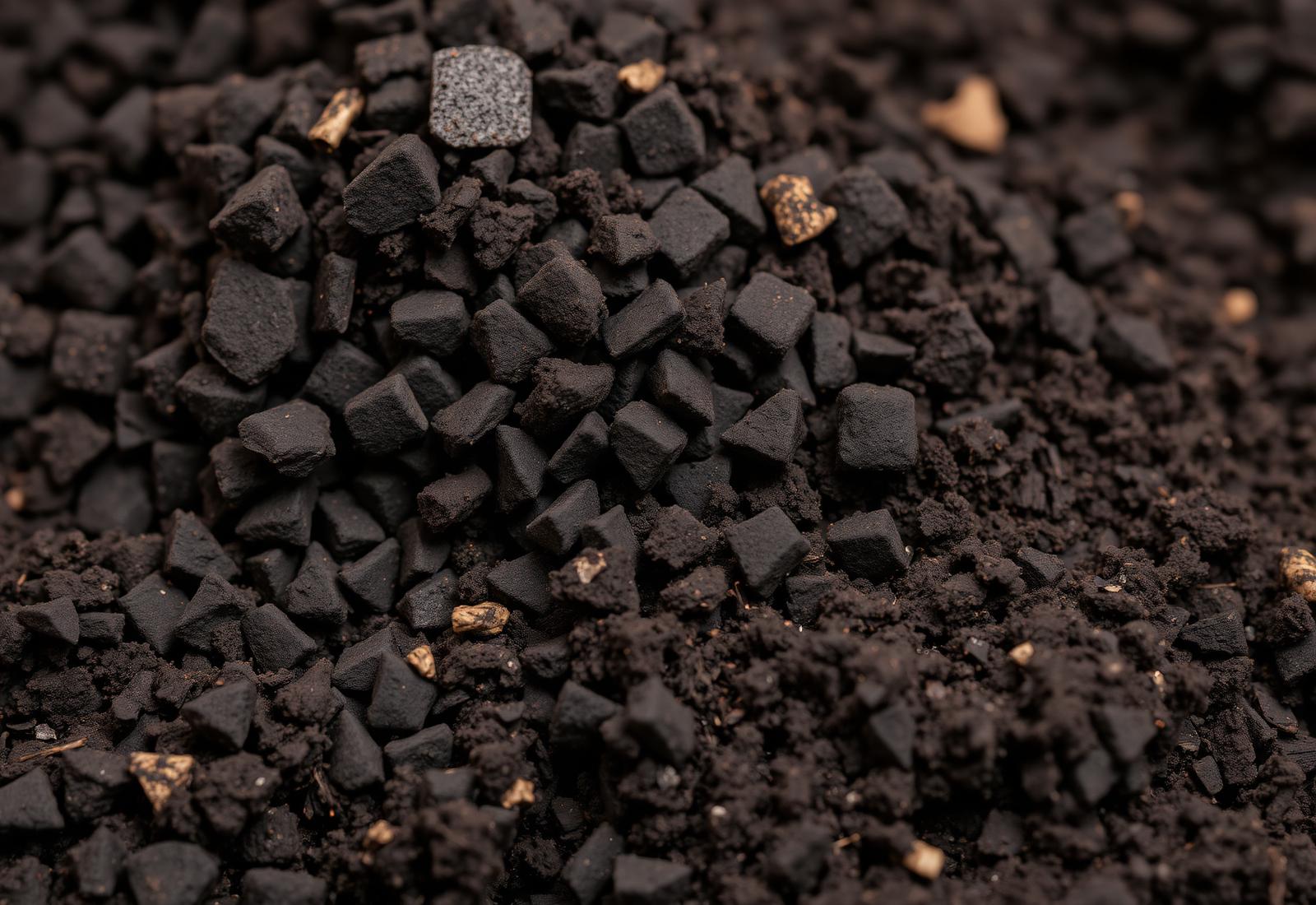 Biochar mixed with soil
